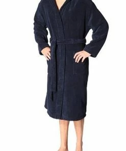 Schiesser Bademantel mit Kapuze 128546/815 Baumwolle, Navy