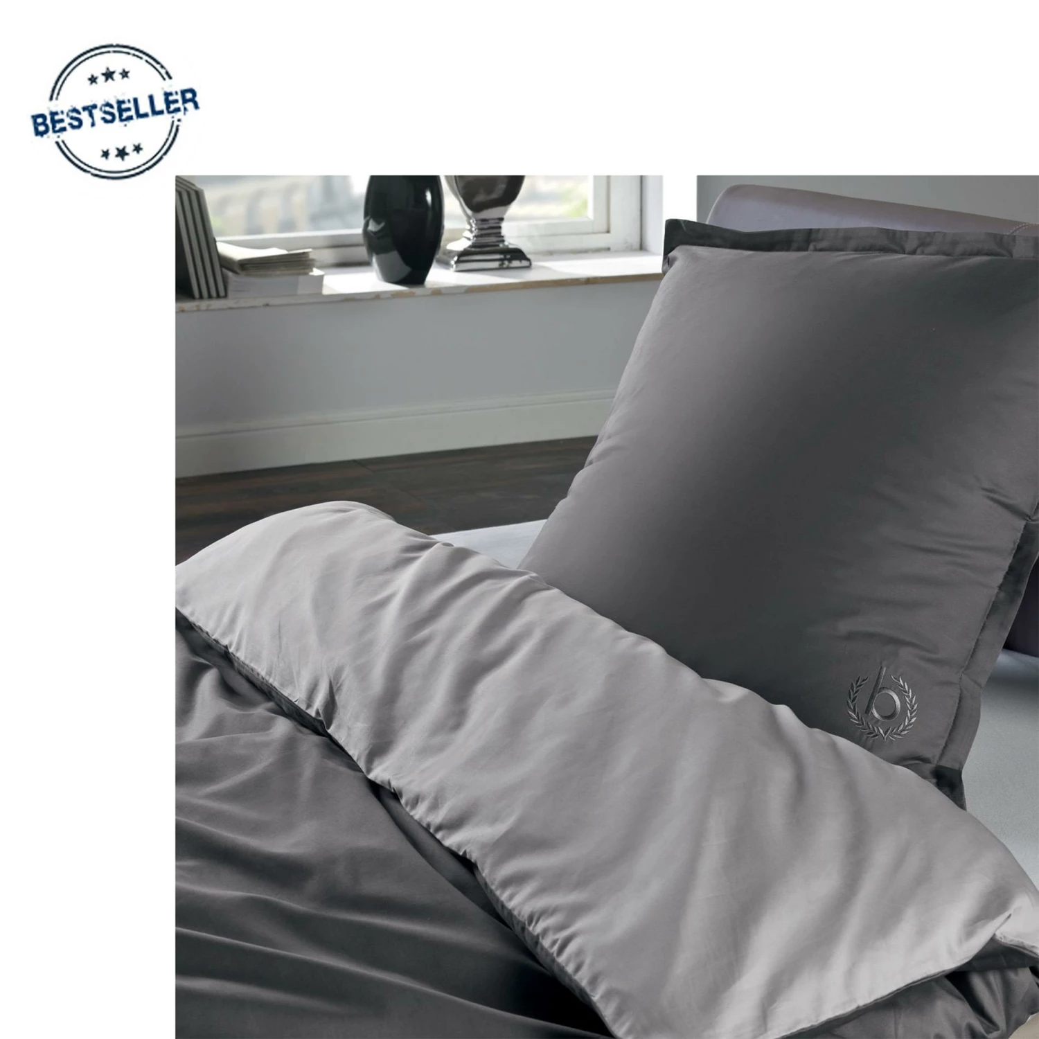 bugatti Bettwäsche 135x200 4939/800 Wende-Bettwäsche 135 x 200 cm, Baumwolle, Anthrazit-hellgrau, Grau 1 bugatti Bettwäsche 135x200 4939/800 Wende-Bettwäsche 135 x 200 cm, Baumwolle, Anthrazit-hellgrau, Grau