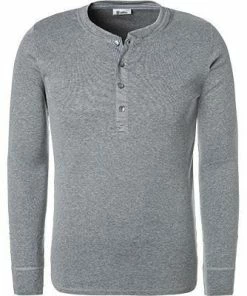 Schiesser Revival Karl-Heinz 1/1 Shirt 160096/202 Longsleeve, Baumwolle, Grau meliert, Grau-melange