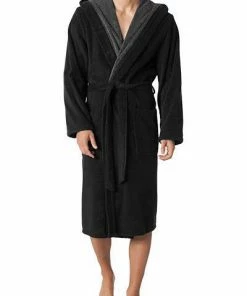 JOOP! Bademantel Kapuze 1619/97 Baumwolle, Schwarz