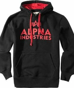 ALPHA INDUSTRIES Hoodie 143302/03 Baumwolle, Schwarz, Black