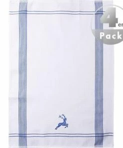 LASA Geschirrtuch 4er Pack 137215/3 Geschirrtücher, Baumwolle, Weiß-blau, Blau