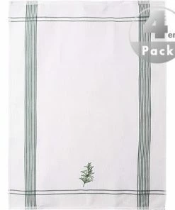 Kleinmann Geschirrtuch 4er Pack 137225/4 Geschirrtücher, Baumwolle, Weiß-grün, Grün