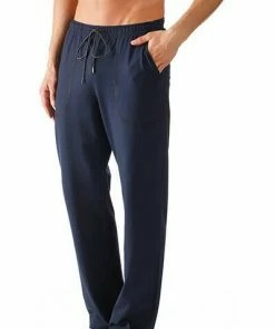Mey LOUNGE Hose lang 24660/668 Pyjamahose, Baumwolle, Marineblau, Yacht blue