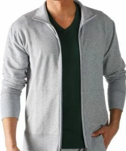 Mey CLUB Track-Top 23593/620 Sweatjacke, Mikrofaser-Baumwolle, Hellgrau meliert, Grey melange