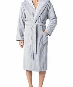 JOOP! Bademantel Kapuze 1619/76 Baumwolle, Hellgrau, Silber