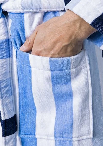 Kleinmann Bademantel Classic Stripes 1521311/3 Baumwolle, Blau-weiß gestreift, Blau 3 Kleinmann Bademantel Classic Stripes 1521311/3 Baumwolle, Blau-weiß gestreift, Blau – Bild 3