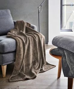 bugatti Mikrofaser Plaid braun 3300/300 Decke, Velours, Nougat