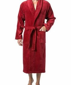DEREK ROSE Towelling Gown 5700/TRIT010WIN Bademantel, Baumwolle, Rot