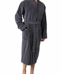 JOOP! Bademantel Kimono 1647/767 Baumwolle, Anthrazit