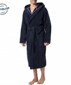 JOOP! Bademantel Kapuze 1648/175 Baumwolle, Blau