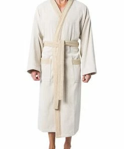 Kleinmann Kimono 019104/704 Bademantel, Bio Baumwolle, Beige