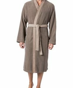 Kleinmann Kimono 1621302/5 Bademantel, Baumwolle, Taupe, Beige
