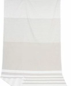 Kleinmann Strandtuch 176121/5 100 x 180 cm, Greige gestreift, Beige