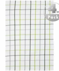 LASA Geschirrtuch 50 x 70 cm 4er Pack 187174/4 Geschirrtücher, Baumwolle, Weiß-grün kariert, Grün