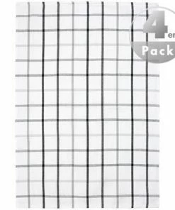 LASA Geschirrtuch 50 x 70 cm 4er Pack 187174/6 Geschirrtücher, Baumwolle, Weiß-grau kariert, Grau