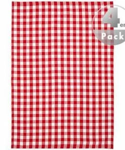 LASA Geschirrtuch 50 x 70 cm 4er Pack 187171/2307 Geschirrtücher, Baumwolle, Rot-weiß kariert, Rot