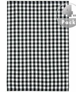 LASA Geschirrtuch 50 x 70 cm 4er Pack 187171/3 Geschirrtücher, Baumwolle, Schwarz-weiß kariert, Schwarz