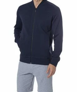 HANRO Jacke Living 07 5076/0496 Sweatjacke, Baumwolle, Navy, Black iris