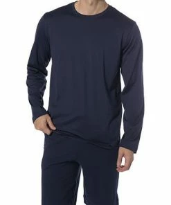 HANRO Shirt 1/1 Arm Night & Day 07 5431/0496 Longsleeve, Baumwolle, Navy, Black iris