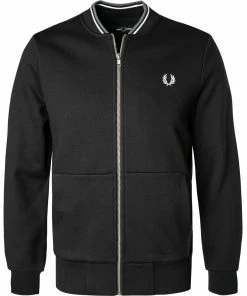 Fred Perry Sweatjacke J7504/184 Baumwolle, Schwarz, Kohlschwarz