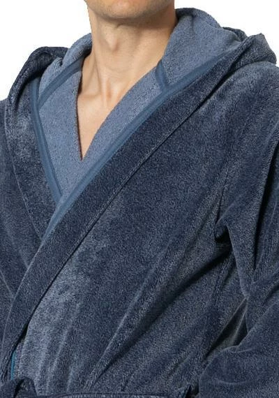 Morgenstern Kapuzenbademantel Alex 5854/14 Baumwolle, Blaugrau meliert, Blau 2 Morgenstern Kapuzenbademantel Alex 5854/14 Baumwolle, Blaugrau meliert, Blau – Bild 2