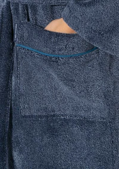 Morgenstern Kapuzenbademantel Alex 5854/14 Baumwolle, Blaugrau meliert, Blau 3 Morgenstern Kapuzenbademantel Alex 5854/14 Baumwolle, Blaugrau meliert, Blau – Bild 3