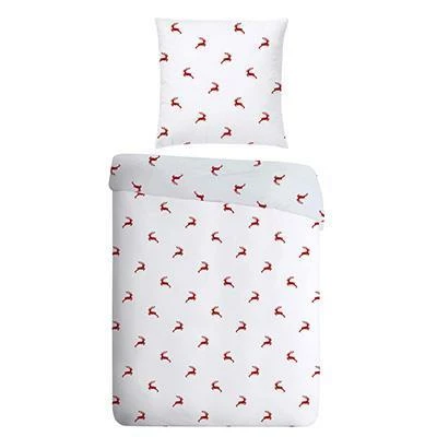 Landherzl Hirsch/80/80+155/220/weiß-rot Bettwäsche, 155x200 cm, Baumwolle, Weiß-rot gemustert 1 Landherzl Hirsch/80/80+155/220/weiß-rot Bettwäsche, 155x200 cm, Baumwolle, Weiß-rot gemustert