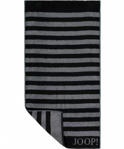 JOOP! Handtuch 1610/HT/90 50 x 100 cm, Schwarz-grau gestreift, Schwarz