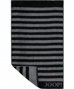 JOOP! Duschtuch 1610/DT/90 50 x 100 cm, Schwarz-grau gestreift, Schwarz