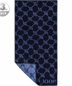JOOP! Gästetuch 3er Pack 1611/GT/14 Gästetücher, 30 x 50, Nachtblau-royal gemustert, Navy