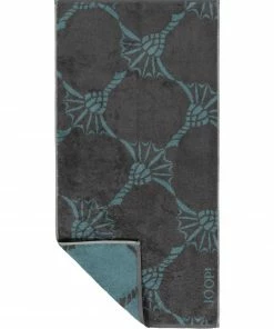 JOOP! Handtuch 1677/HT/74 50 x 100 cm, Anthrazit-petrol gemustert, Graphite