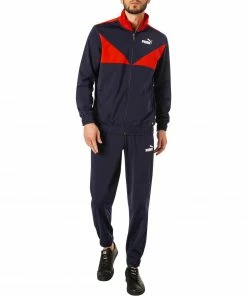 PUMA Trainingsanzug 585839/0006 Regular Fit, Mikrofaser, Marine-rot, Rot-blau