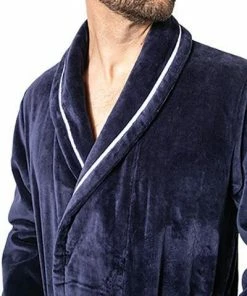 HOM Bademantel Estaque 402109/00RA Baumwolle, Marine -schlechtchritte 368855 norm2