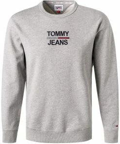 TOMMY JEANS Sweatshirt DM0DM10910/P01 Bio Baumwolle, Hellgrau meliert, Hellgrau
