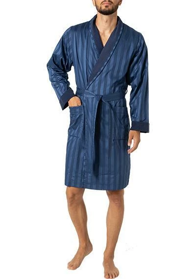 Novila Hausmantel George 8367/049/4 Satin Frotteefutter, Marine 2 Novila Hausmantel George 8367/049/4 Satin Frotteefutter, Marine – Bild 2