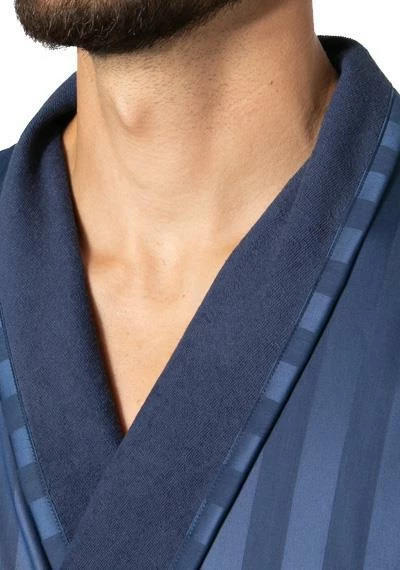 Novila Hausmantel George 8367/049/4 Satin Frotteefutter, Marine 3 Novila Hausmantel George 8367/049/4 Satin Frotteefutter, Marine – Bild 3