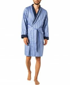Novila Hausmantel George 8367/049/5 Satin Frotteefutter, Hellblau , Blau