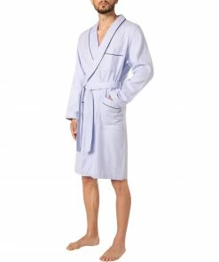 Novila Hausmantel Lord 9605/046/2 Flanell, Hellblau meliert, Hellblau