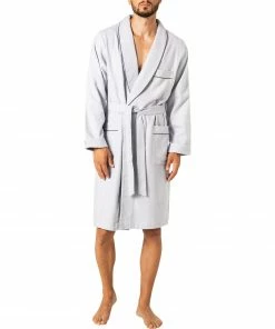 Novila Hausmantel Lord 9605/046/9 Flanell, Platin meliert, Platin