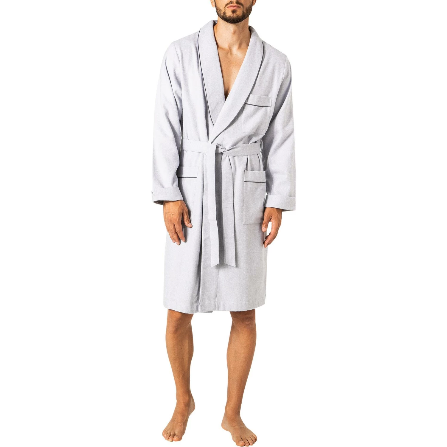 Novila Hausmantel Lord 9605/046/9 Flanell, Platin meliert, Platin 1 Novila Hausmantel Lord 9605/046/9 Flanell, Platin meliert, Platin