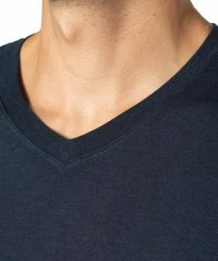 HANRO SLV Shirt V-Neck Casuals 07 5036/1610 Longsleeve, Baumwolle, Navy meliert, Deep navy -schlechtchritte 373645 norm2