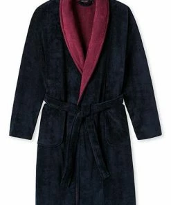 Schiesser Bademantel 171974/507 Baumwolle, Nachtblau-dunkelrot, Dunkelrot -schlechtchritte 374685 norm4