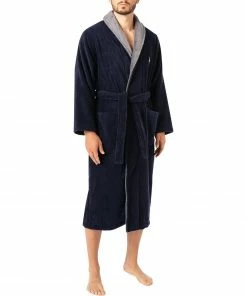 Polo Ralph Lauren Bademantel 714854533/001 Frottee Logo-Print am Rückteil, Navy-grau, Navy