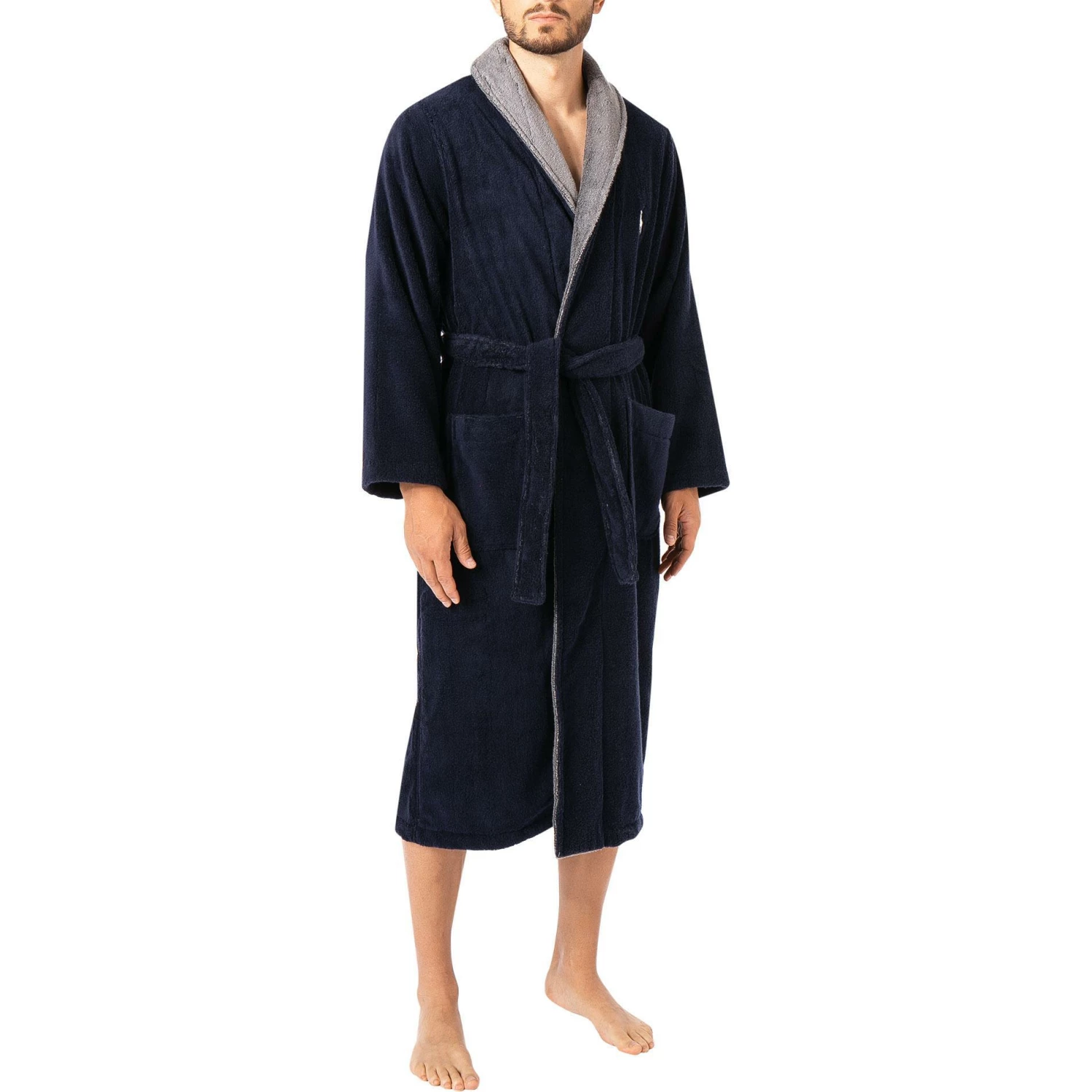 Polo Ralph Lauren Bademantel 714854533/001 Frottee Logo-Print am Rückteil, Navy-grau, Navy 1 Polo Ralph Lauren Bademantel 714854533/001 Frottee Logo-Print am Rückteil, Navy-grau, Navy