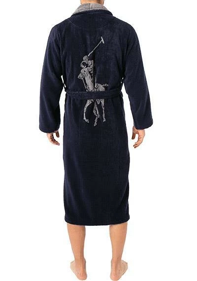 Polo Ralph Lauren Bademantel 714854533/001 Frottee Logo-Print am Rückteil, Navy-grau, Navy 3 Polo Ralph Lauren Bademantel 714854533/001 Frottee Logo-Print am Rückteil, Navy-grau, Navy – Bild 3