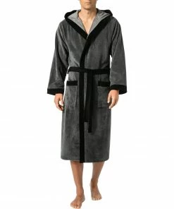 Morgenstern Kapuzenbademantel Elio 7000/10 Baumwolle, Anthrazit , Anthrazit