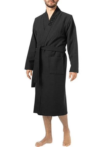 BOSS Kimono Waffle 50439356/001 Bademantel, Baumwolle, Schwarz 2 BOSS Kimono Waffle 50439356/001 Bademantel, Baumwolle, Schwarz – Bild 2
