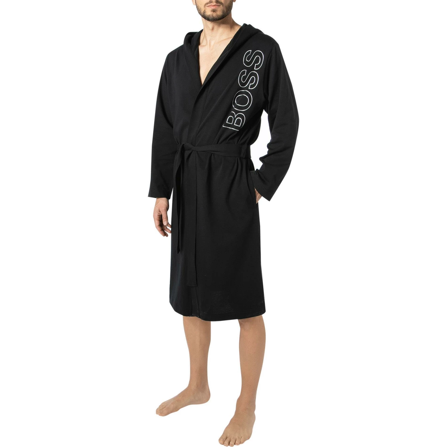 BOSS Bademanel Identity Hooded Robe 50463513/001 Bademantel, Baumwolle, Schwarz 1 BOSS Bademanel Identity Hooded Robe 50463513/001 Bademantel, Baumwolle, Schwarz