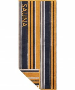LASA Sauantuch 85 x 200 cm 207210/1 Saunatuch, Baumwolle, Gelb-navy gestreift, Gelb-navy